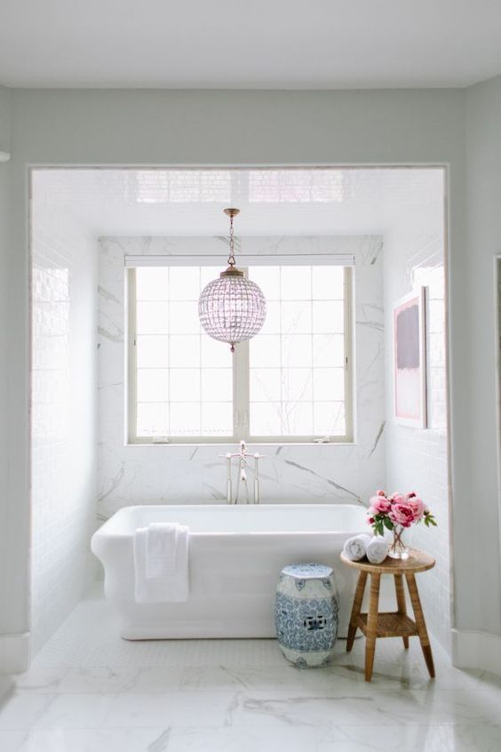 Blue and White Garden Stool for Bathing Accessories