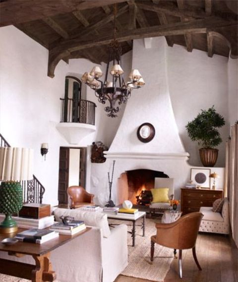 White Plaster Fireplace Creates a Bold Architectural Statement