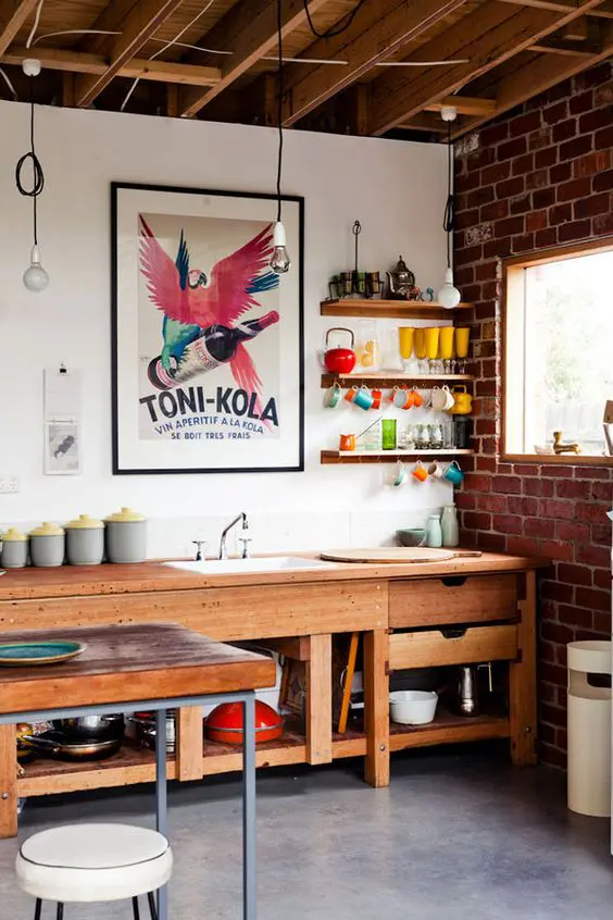 Open Shelving With Colorful Mugs and Glasses