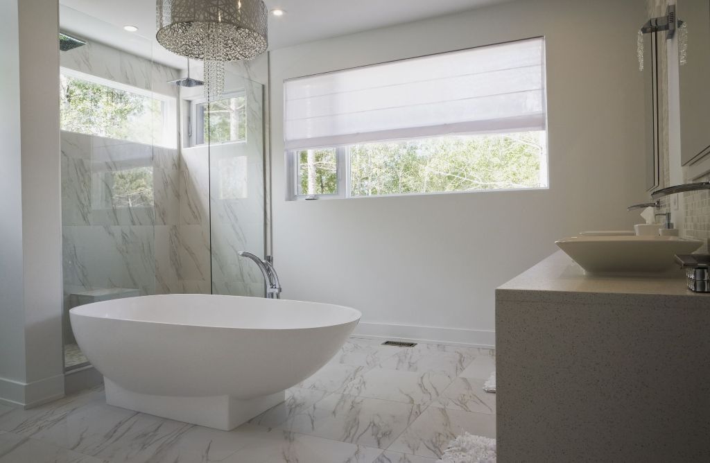 Modern Bathroom Chandelier Adds Glamorous Light
