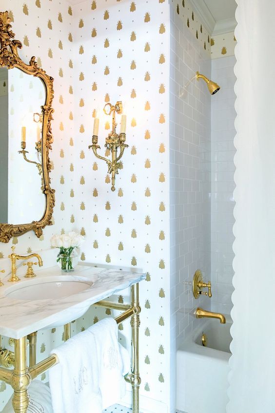 Gold Bee Wallpaper for Whimsical Walls