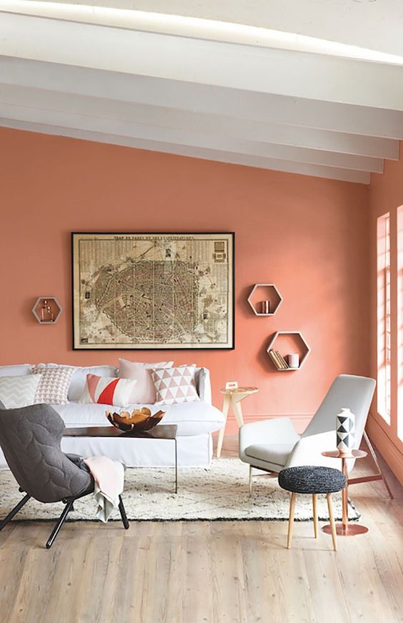 Hexagonal Shelves Break Up Wall Space