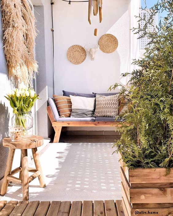 Wooden Stool Acts As A Rustic Side Table