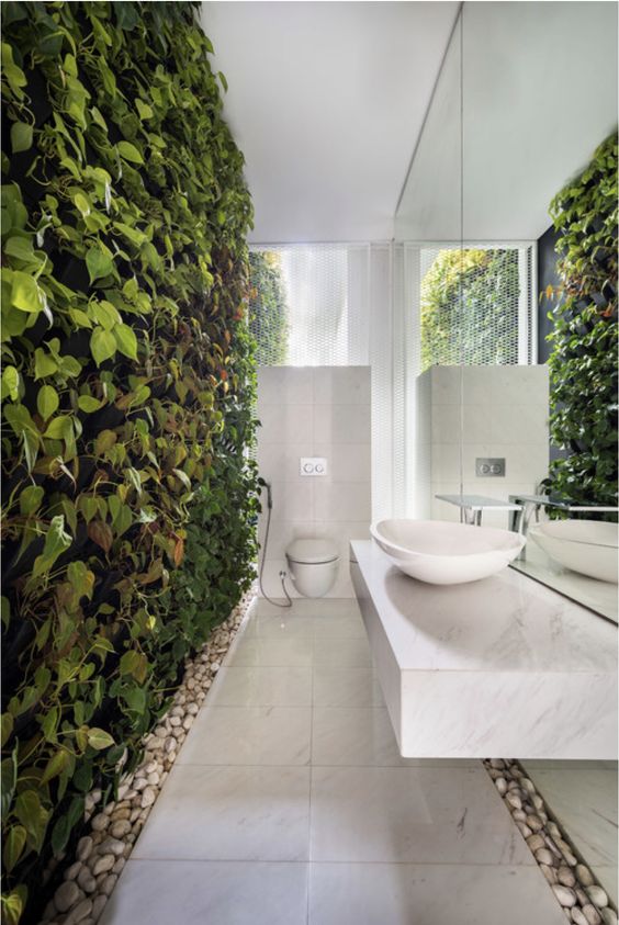 Frame a Modern Bathroom with Full-Height Green Walls