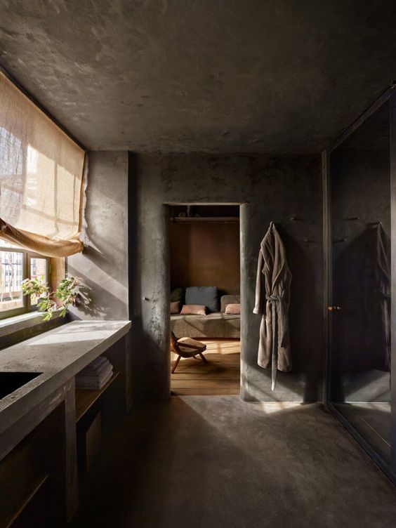 Textured Concrete Countertop for a Minimalist Bathroom
