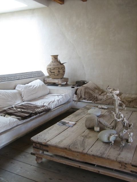 Weathered Wood Coffee Table Anchors Natural Elements