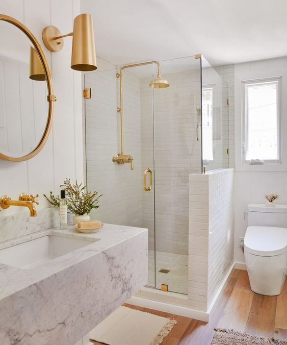 Brass Shower Fixtures for Warm Metal Accents
