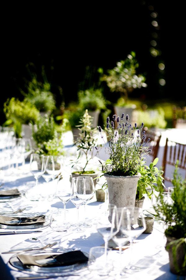 Potted Herbs and Lavender Add Aromatic Centerpieces