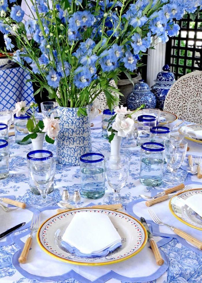 Blue-Rimmed Glasses Add a Playful Pop of Color