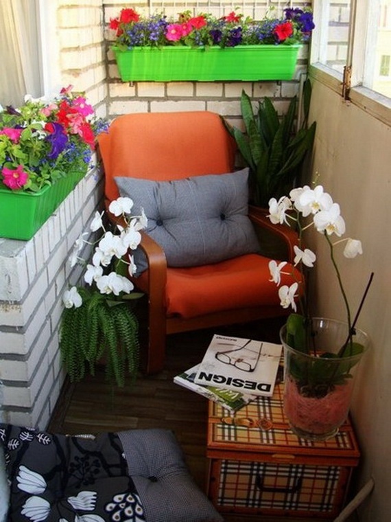 Orange Armchair Adds A Cozy Focal Point For Balcony Relaxation