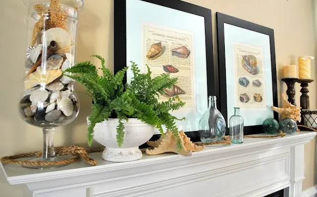 Glass Hurricane Vase Filled With Beach Finds
