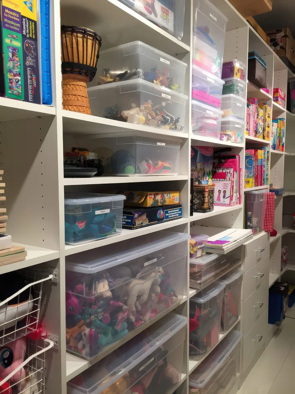 Clear Bins with Labels for Easy Toy Identification