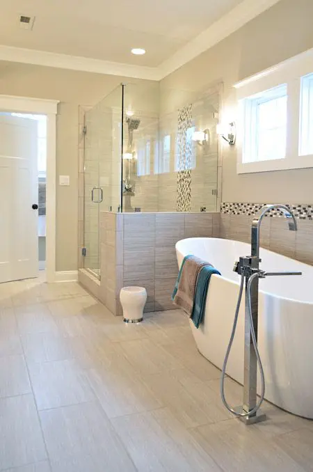 Place a White Stool Near the Tub for Towels