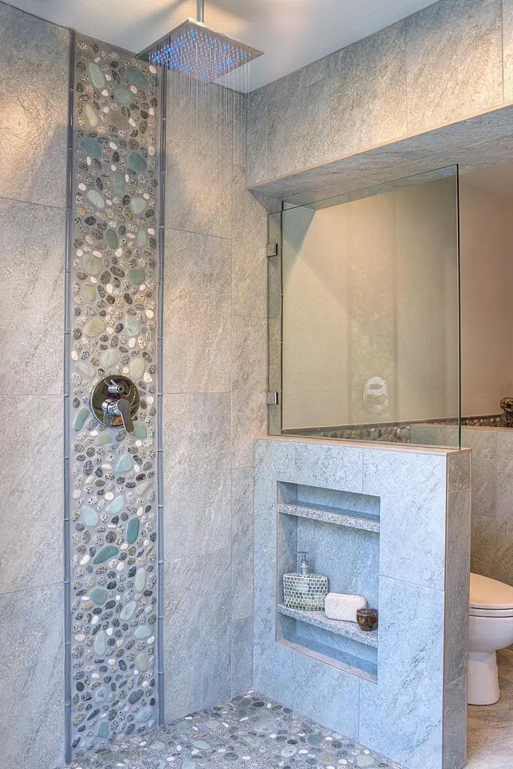 Incorporate Natural Texture with a Pebble Tile Feature Wall