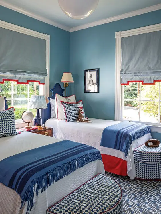 Blue Striped Throws With Fringe Add Cozy Texture