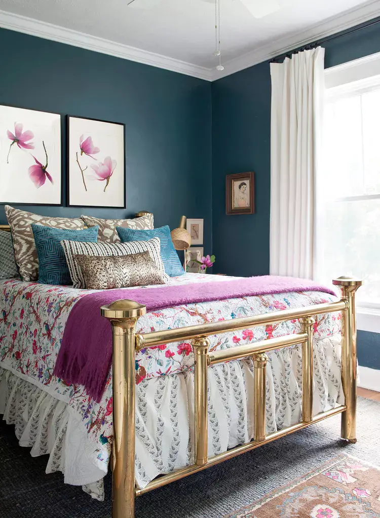 Brass Bed Frame With Ruffled Skirt Adds Vintage Flair