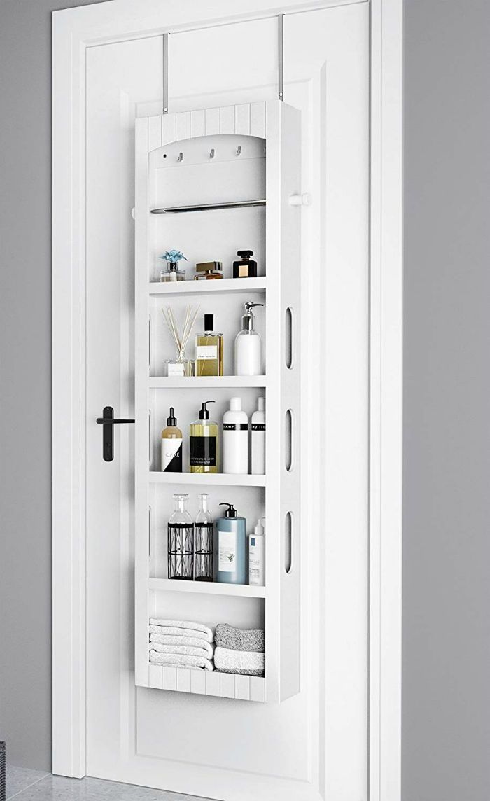 Maximize Bathroom Storage with a Tall White Door Rack