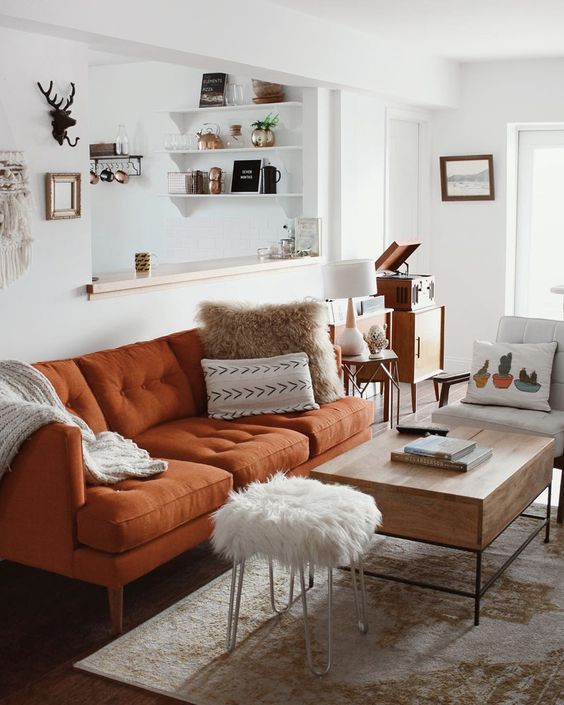 Furry White Ottoman Adds a Soft, Playful Touch