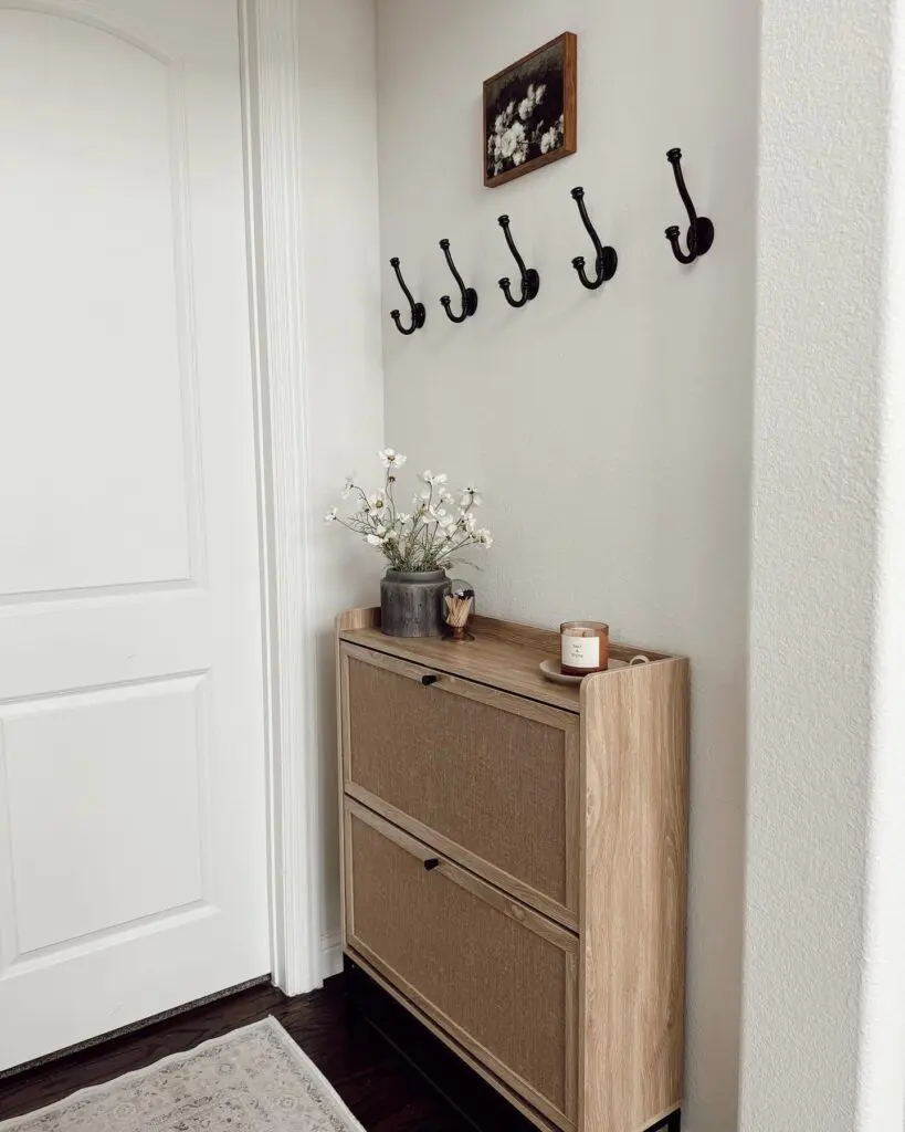 Narrow Cabinet with Flip-Open Doors for Entryway Shoes