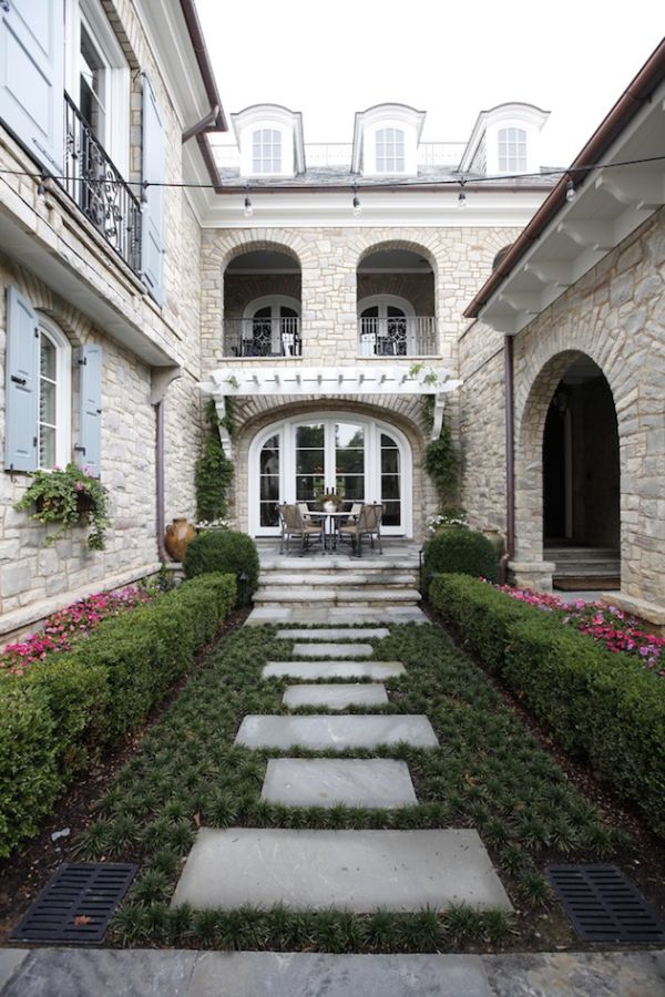 Soften Rectangular Pavers with Groundcover