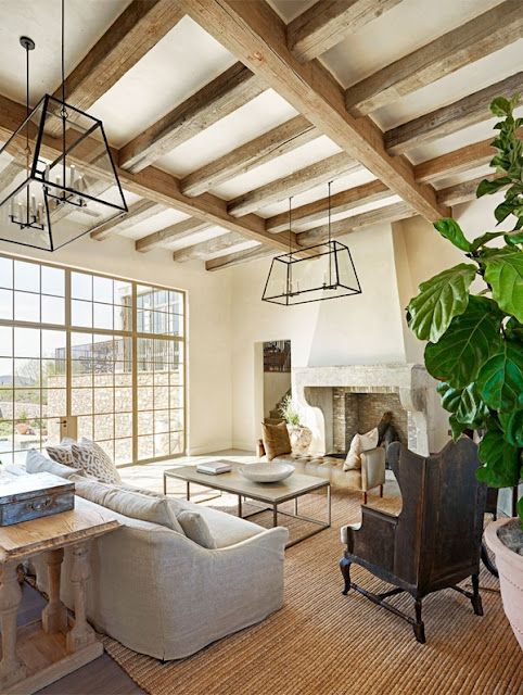 Illuminate Exposed Beams with Geometric Lantern Pendants