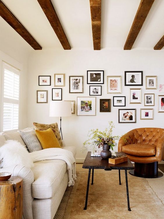 Gallery Wall With Mixed Frame Sizes Adds Personal Charm