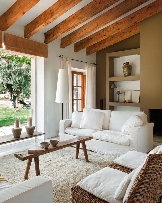 Ground Your Seating Area with a Rustic Wooden Bench
