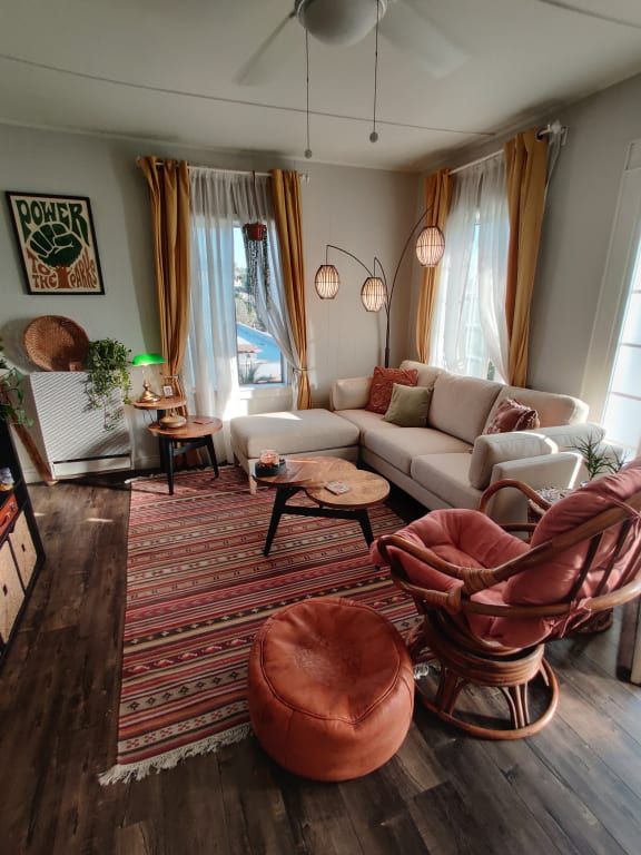 Layered Floor Lamp Creates Cozy Ambiance