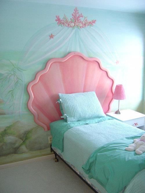 Pink Seashell Headboard Creates a Whimsical Focal Point