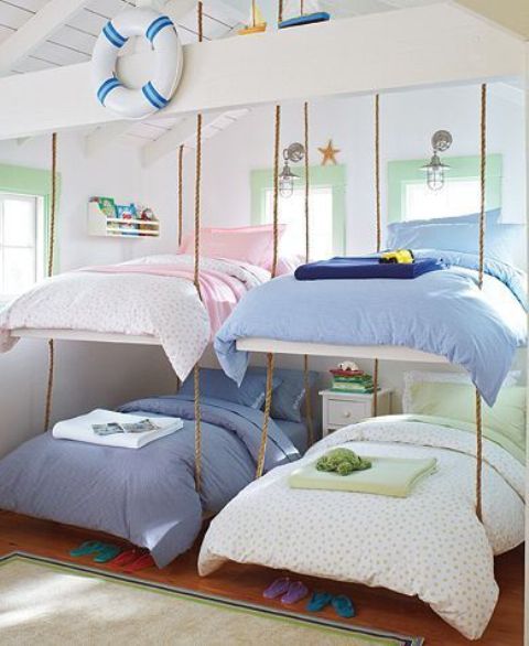 Suspend Bunk Beds with Rope for a Whimsical Touch