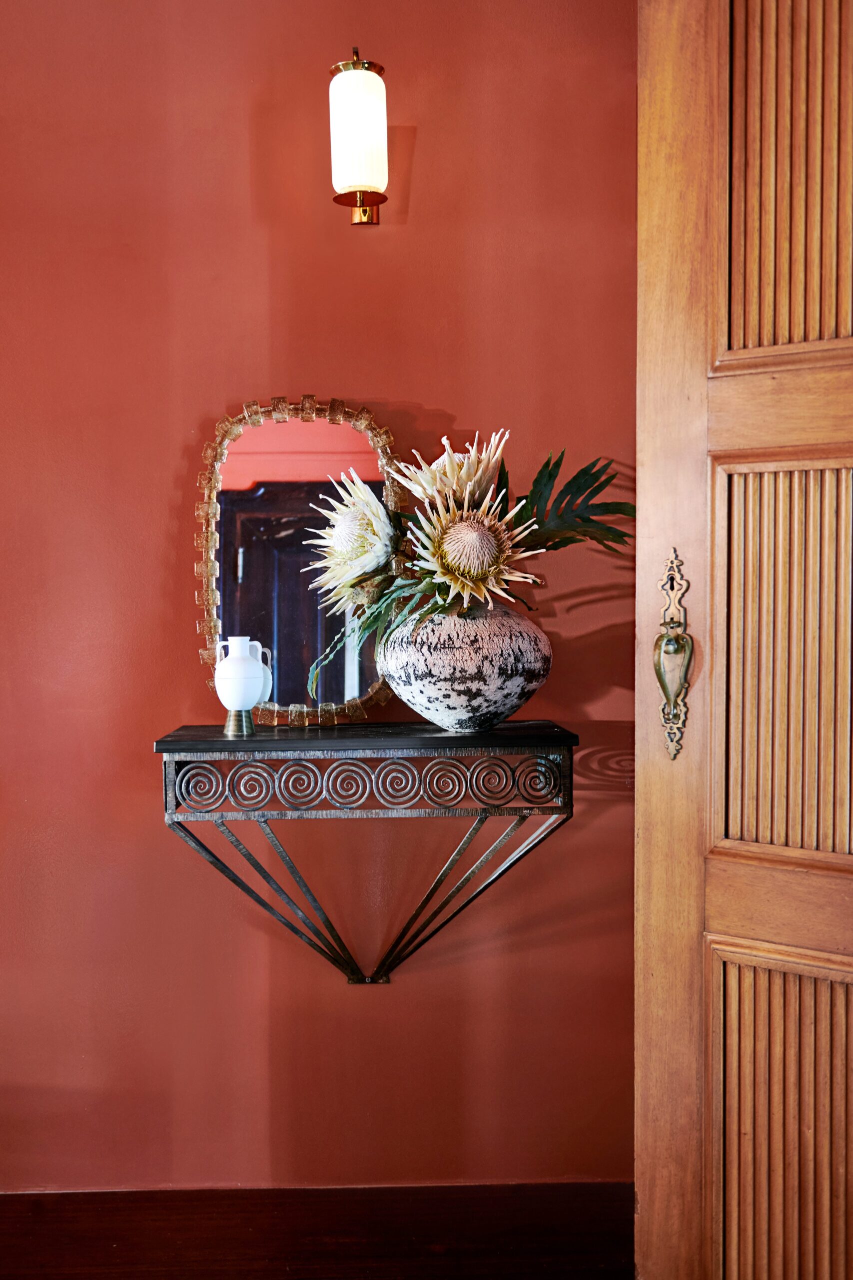 Ornate Metal Console with Spiral Detailing for Statement Florals