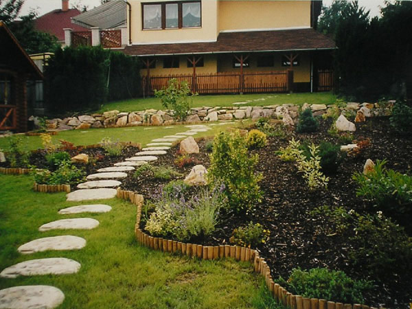 Smooth Stone Stepping Stones Create a Gentle Curve