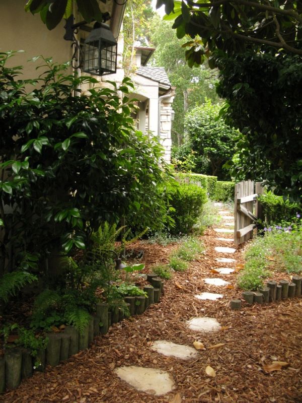 Stone Stepping Stones Set In Mulch