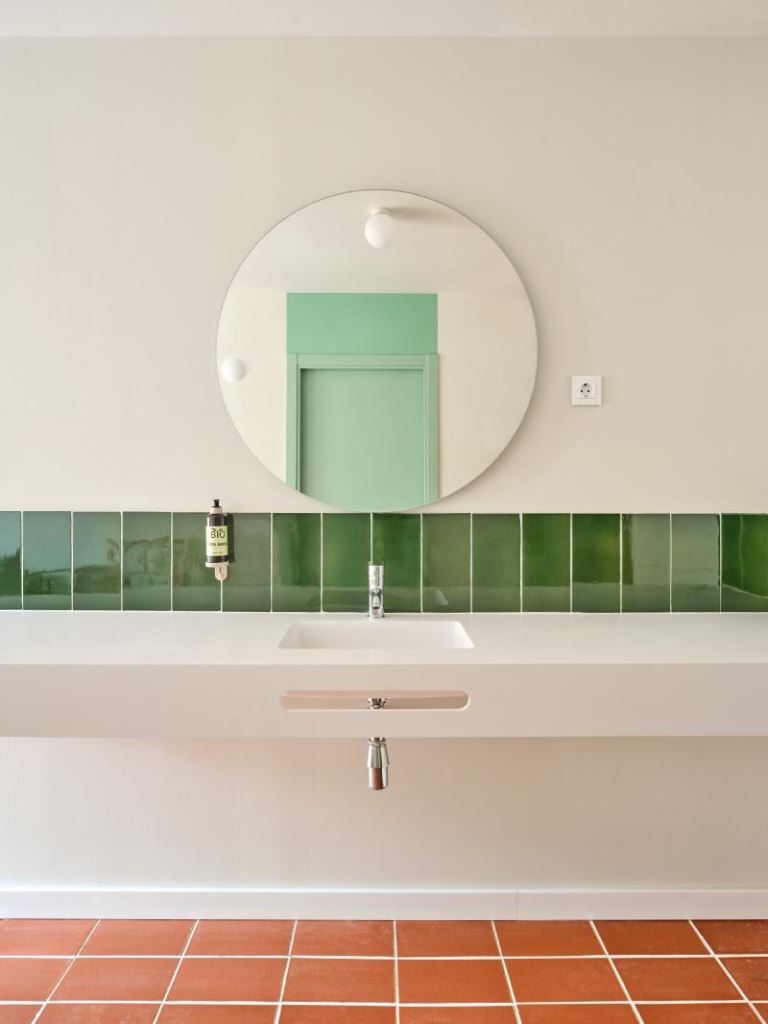 Glossy Green Subway Tile Backsplash Adds a Pop of Color