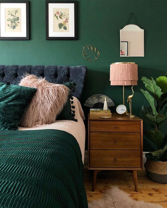 Soften Dark Walls with a Textured Pink Lampshade