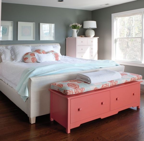 Coral Storage Bench Adds Seating and Conceals Clutter