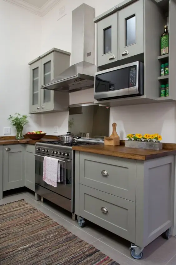 Rolling Kitchen Cart With Two Deep Drawers
