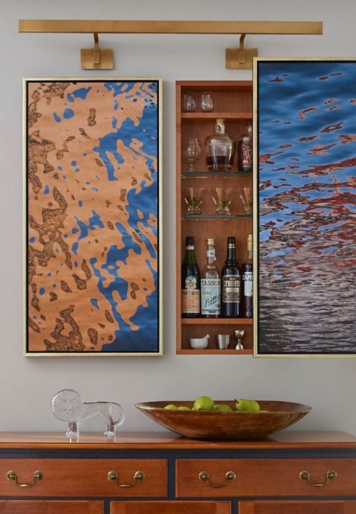 Narrow Wood Cabinet Organizes Barware Discreetly