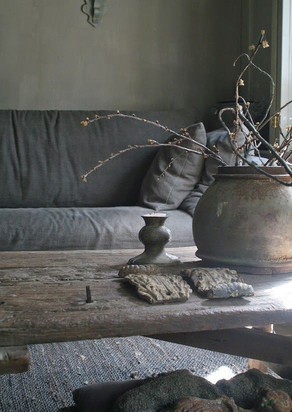 Textured Budding Branches Add Delicate Life to Rustic Table