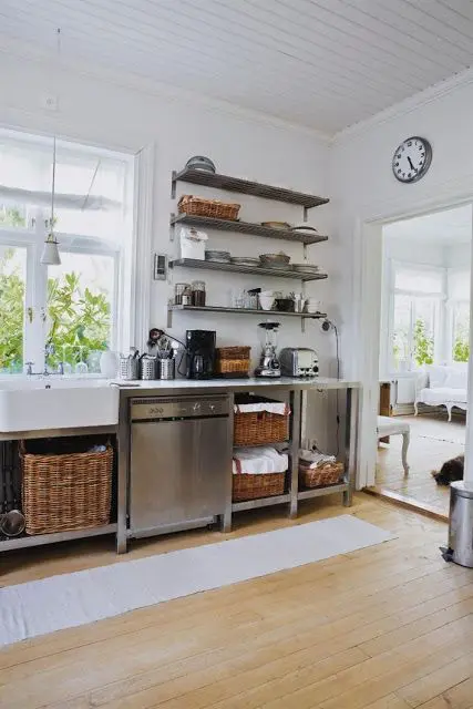 Woven Baskets For A Natural Touch On Open Shelving