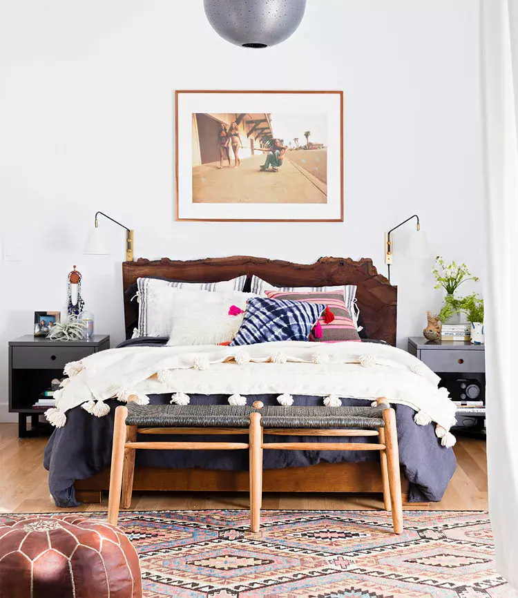 Live-Edge Headboard Adds Organic Shape to the Bed