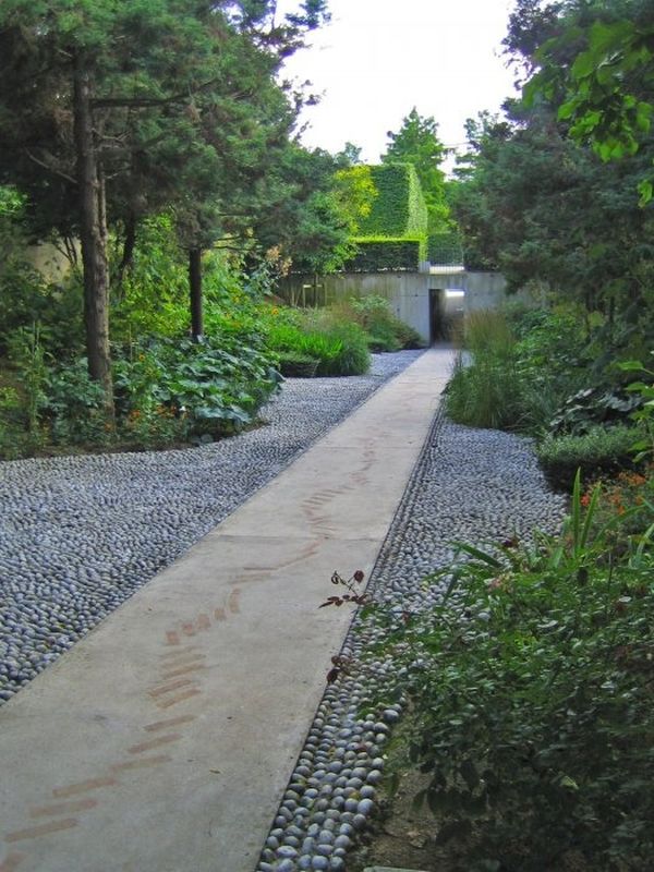 Concrete Path with Embedded Stone Accents