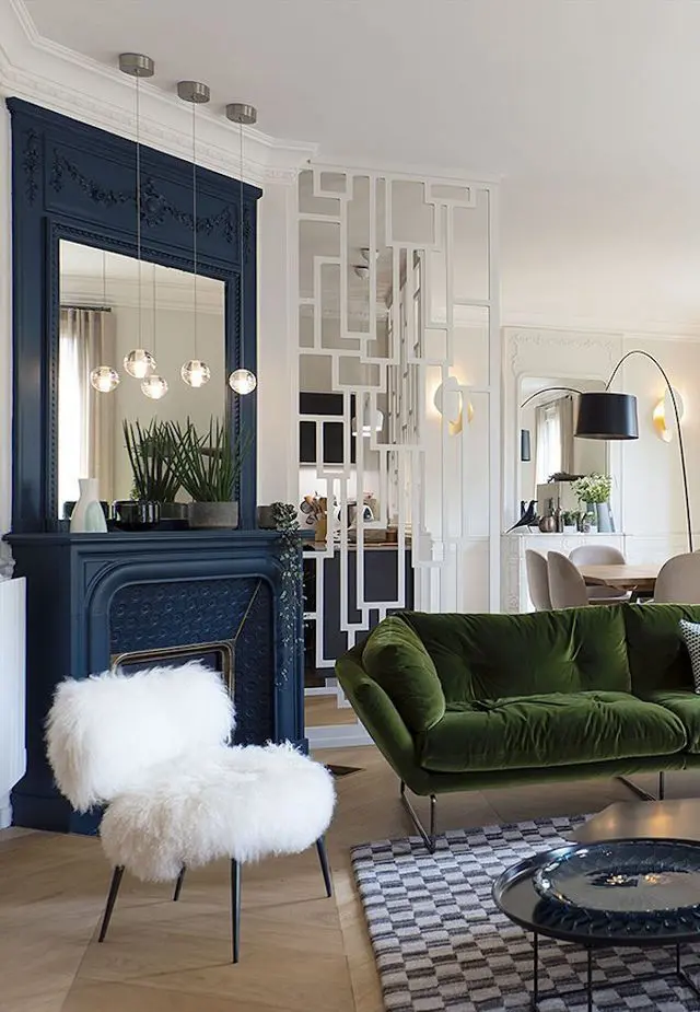 White Geometric Screen Adds a Modern Partition