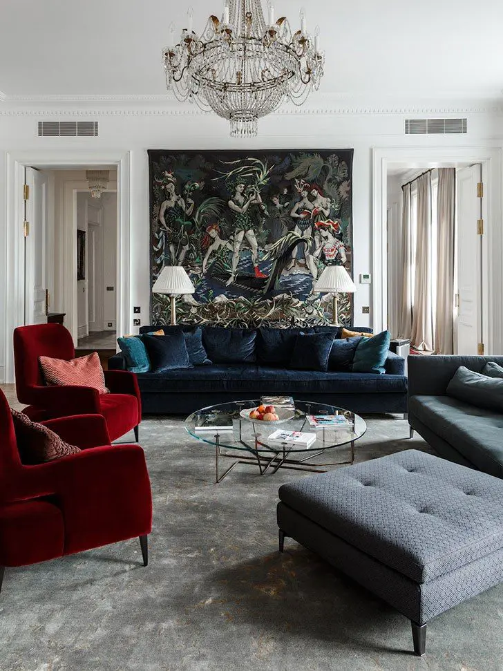 Anchor Your Seating Area With a Large Tapestry