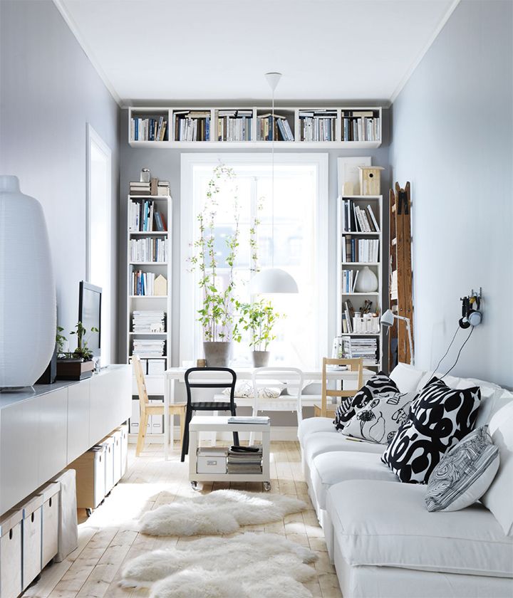 Draw the Eye Upward with High Wall-Mounted Shelves