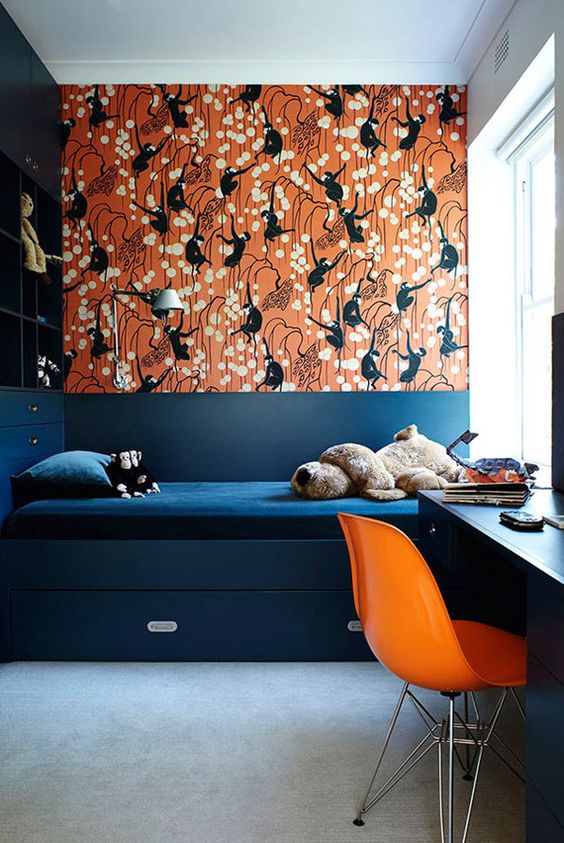 Bold Monkey Wallpaper Adds Playful Personality to a Bedroom