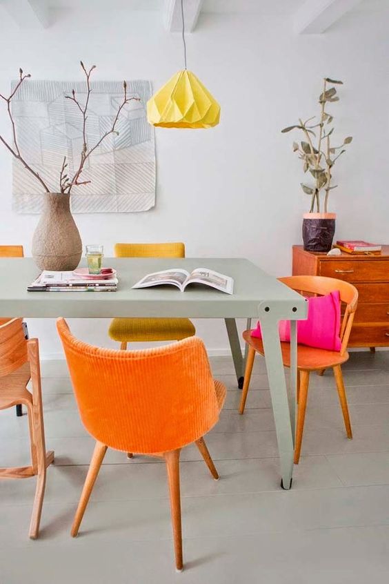 Orange Corduroy Chairs Add a Pop of Color and Texture