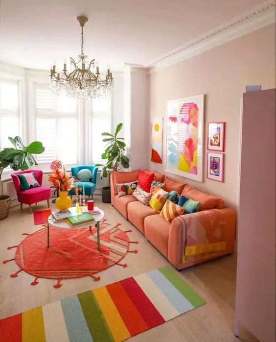 Layered Rugs Add Geometric and Striped Patterns