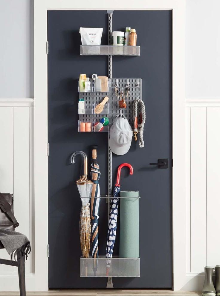 Keep Wet Umbrellas Off the Floor with a Door-Mounted Stand
