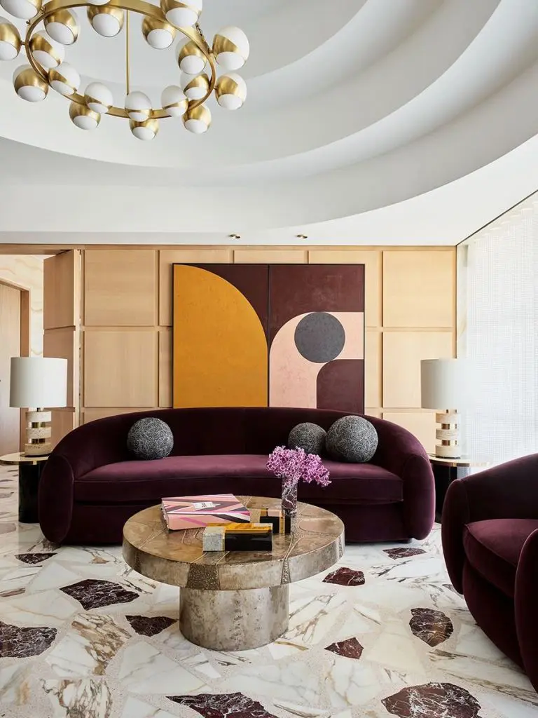 Round Coffee Table With Mixed Material Surface